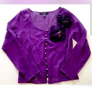 Vintage Y2K Betsey Johnson purple flower accent cardigan M